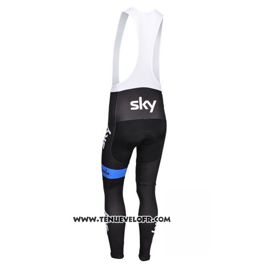 2013 Maillot Ciclismo Sky Lider Jaune et Noir Manches Longues et Cuissard